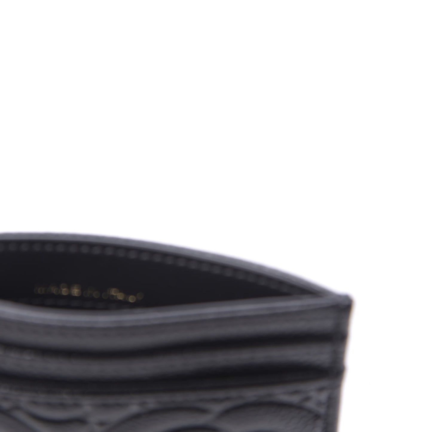 Caviar Camellia Embossed Card Holder Black