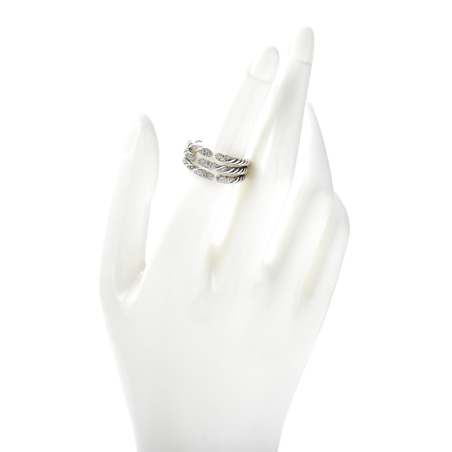 Sterling Silver Diamond Willow Three Row Ring 53 6.25