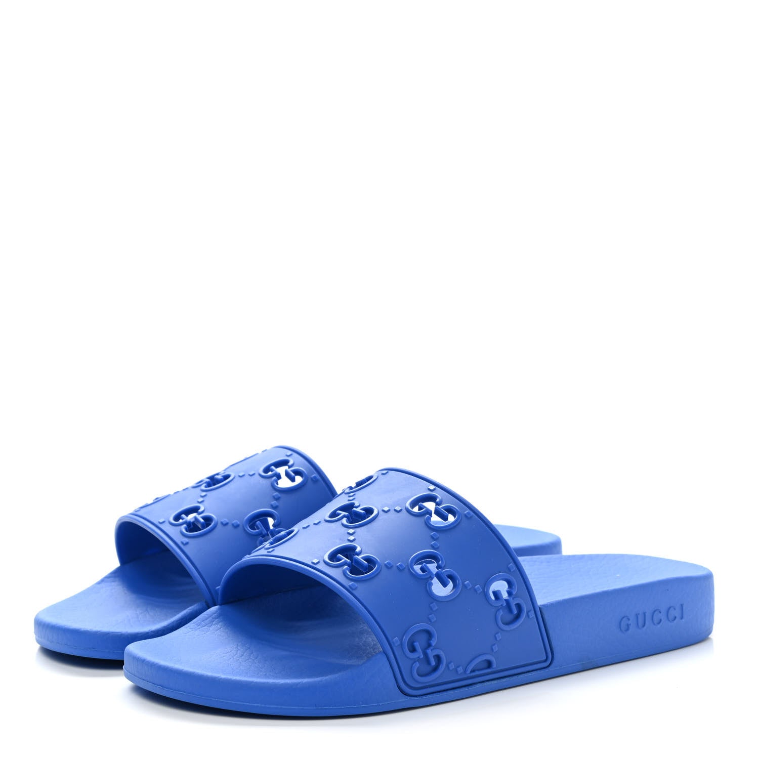 Gucci Rubber GG Monogram Mens Slide Sandals 8 Bright Splash 3 of 9