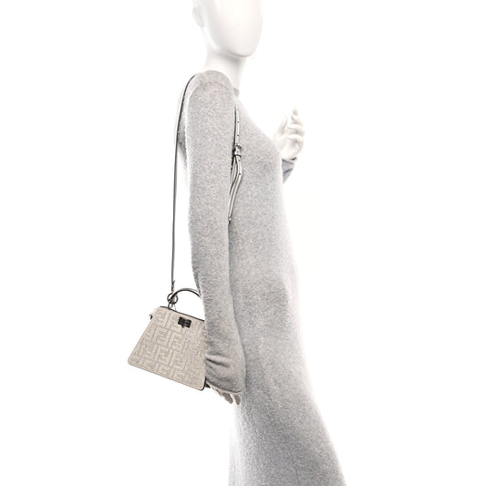 Crystal Vitello Laminato FF Petite Peekaboo I SEE U Satchel Crystal Argento