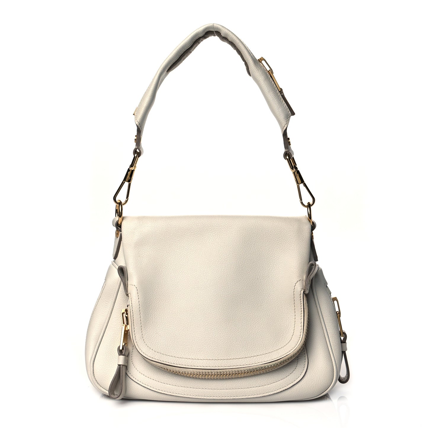 Grained Calfskin Medium Jennifer Crossbody Bag Chalk