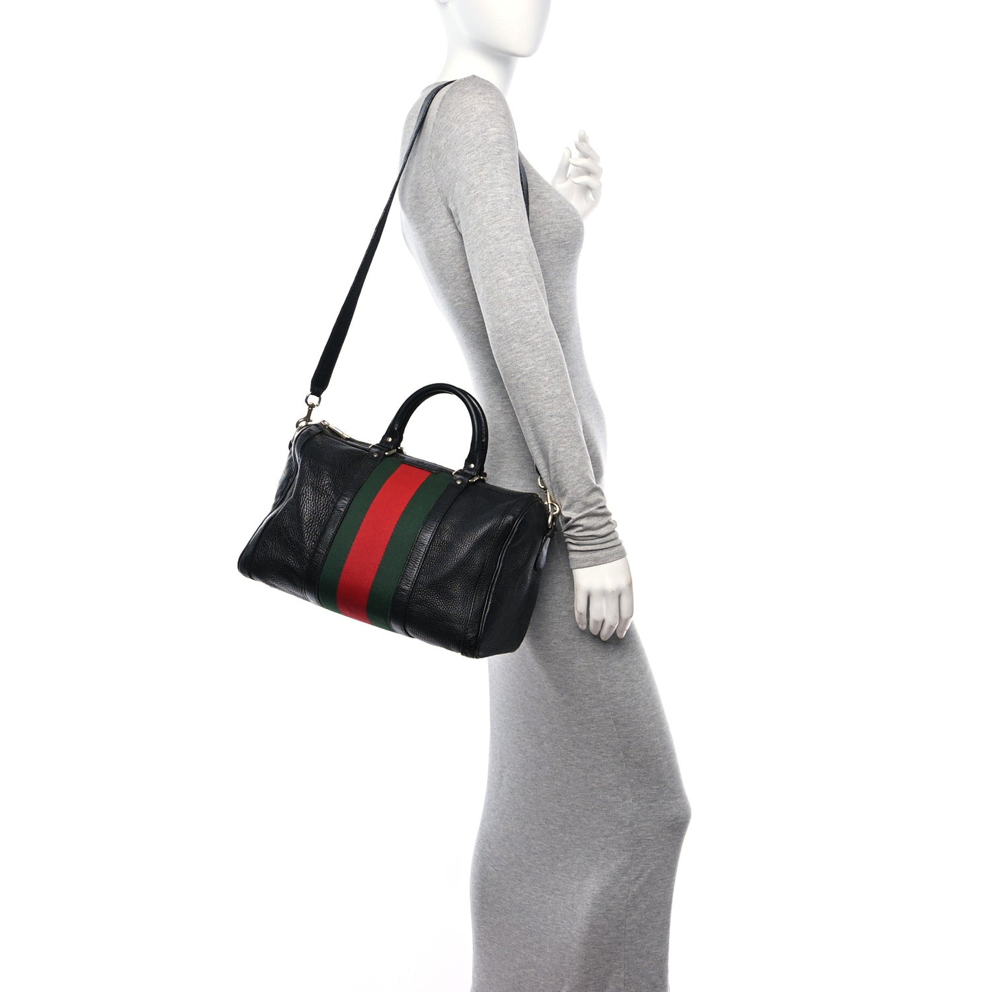 Calfskin Vintage Web Medium Boston Black