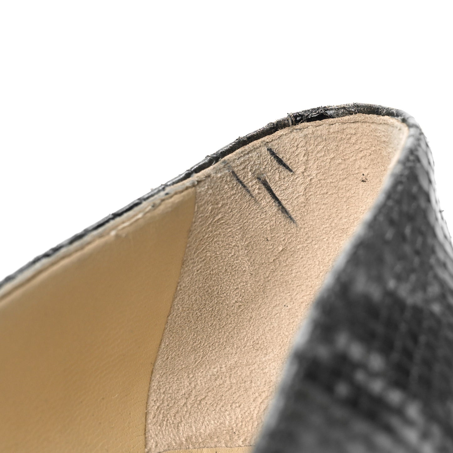 Calfskin Snake Print Pumps 38 Grey