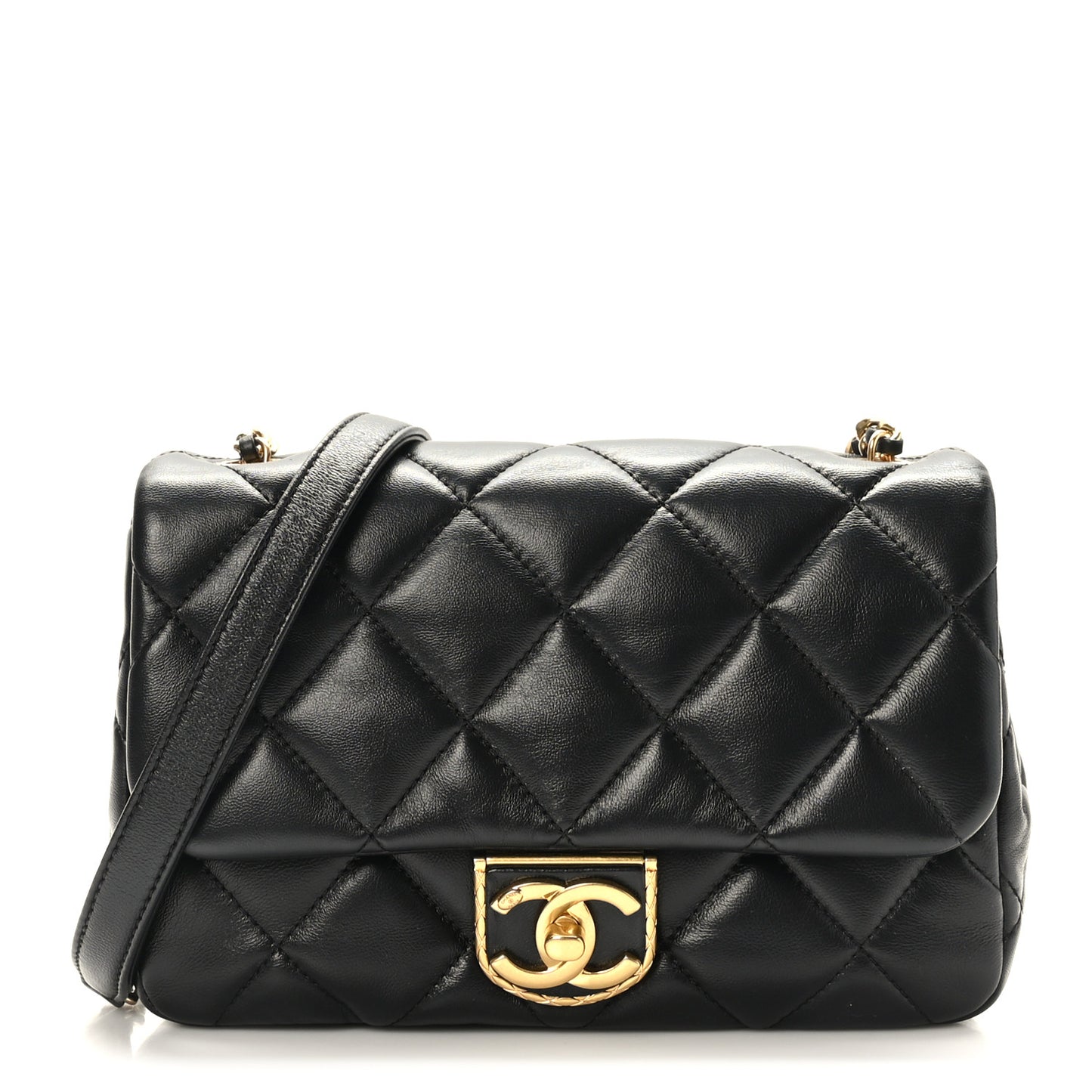 Lambskin Quilted Mini Flap Black