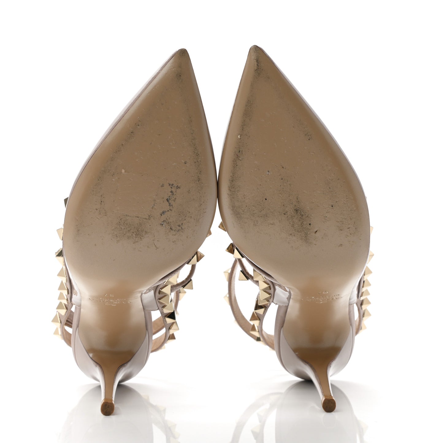 Patent Nappa Rockstud Ankle Strap 100mm Pumps 37 Poudre