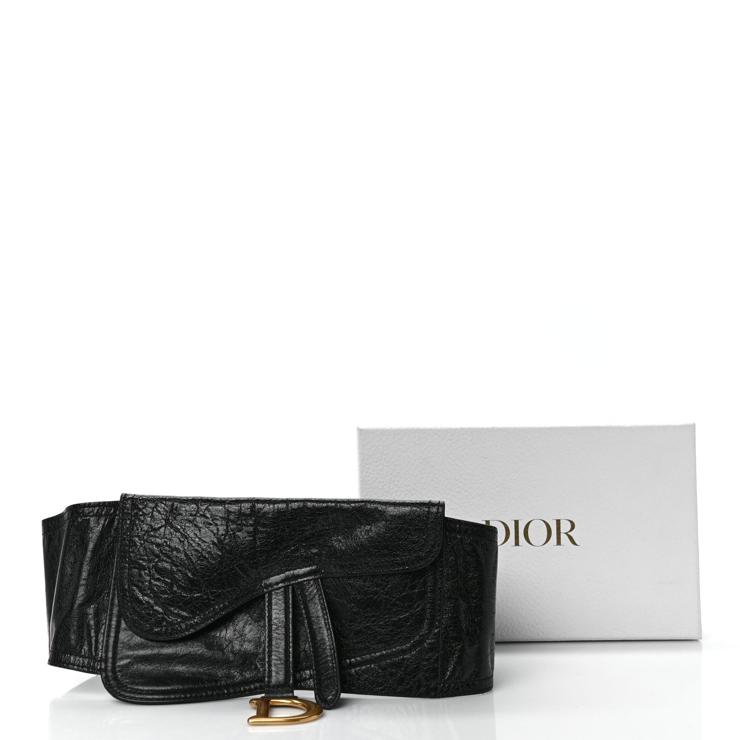 Crinkled Lambskin 135mm Saddle Belt Black