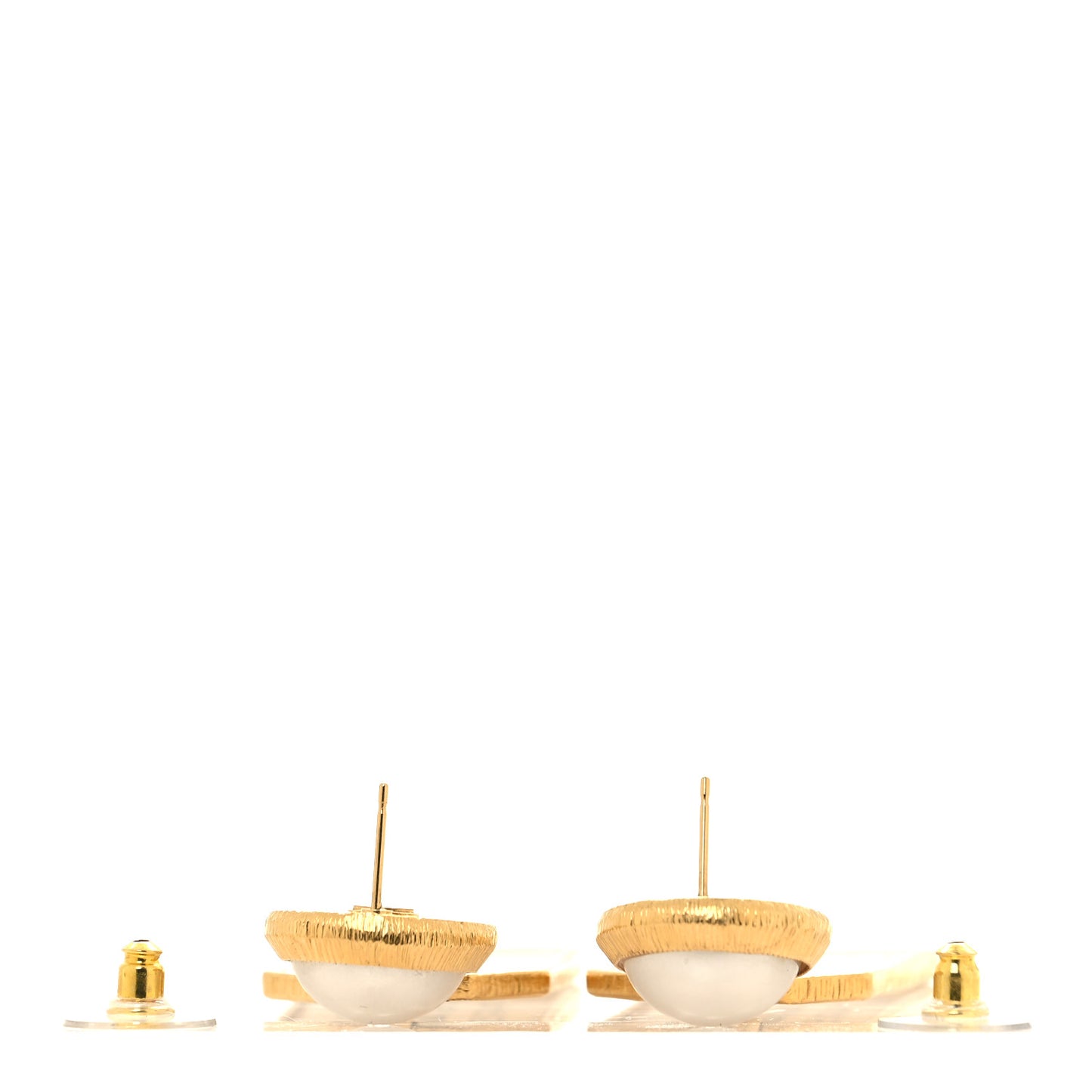 Pearl CC Tags Drop Earrings Gold