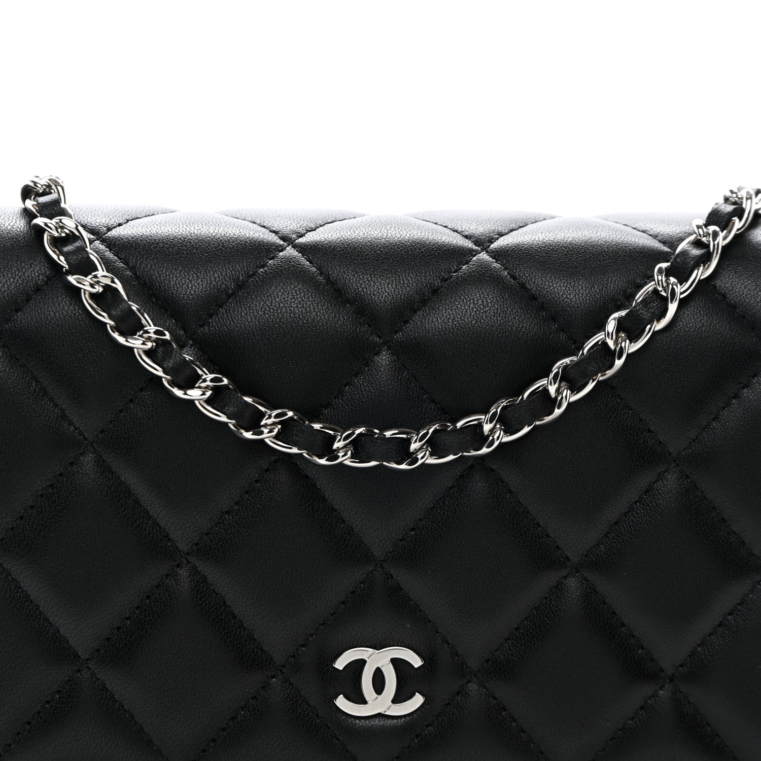 Chanel Lambskin Quilted Wallet On Chain WOC Black 9 of 13