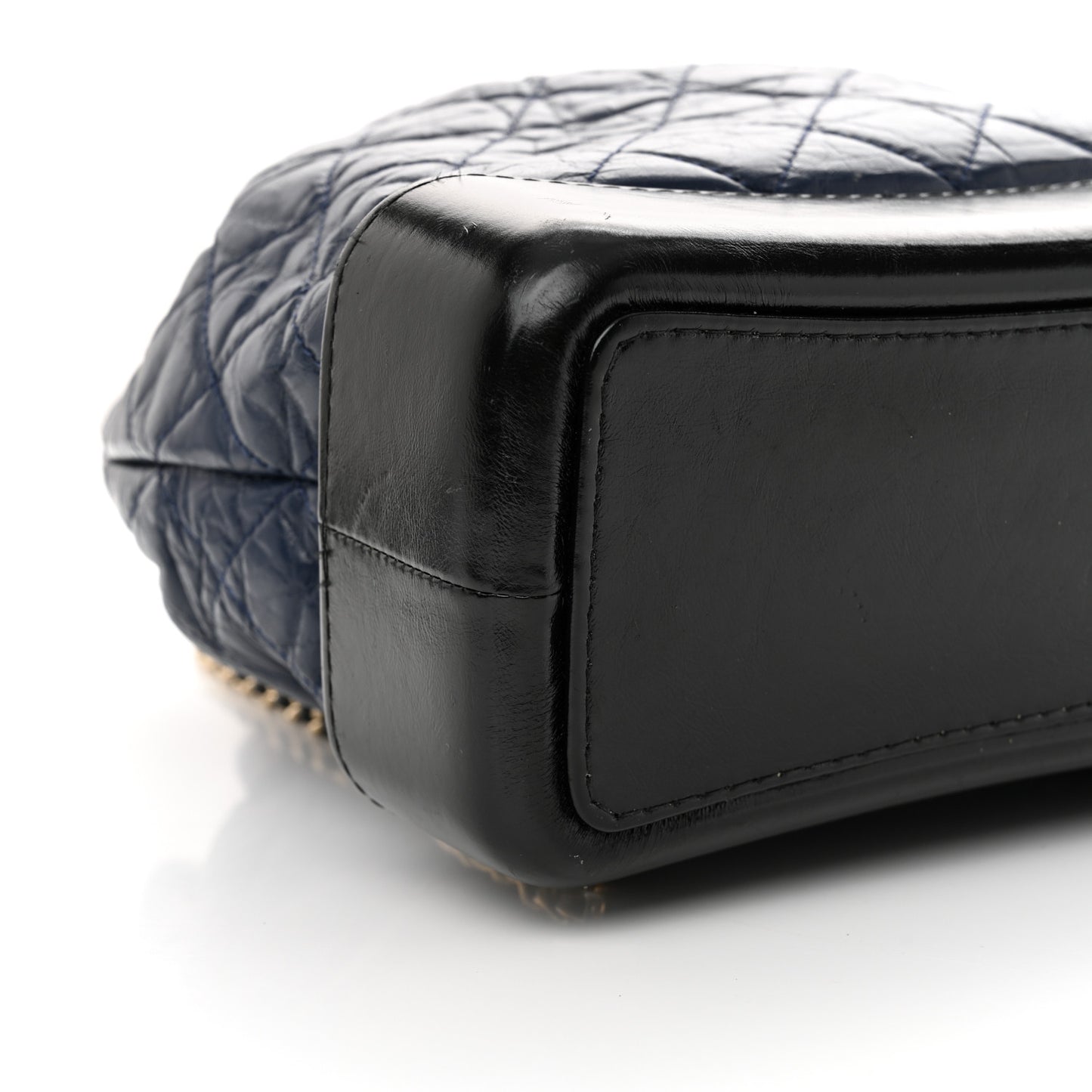 Aged Calfskin Quilted Gabrielle Backpack Navy Black