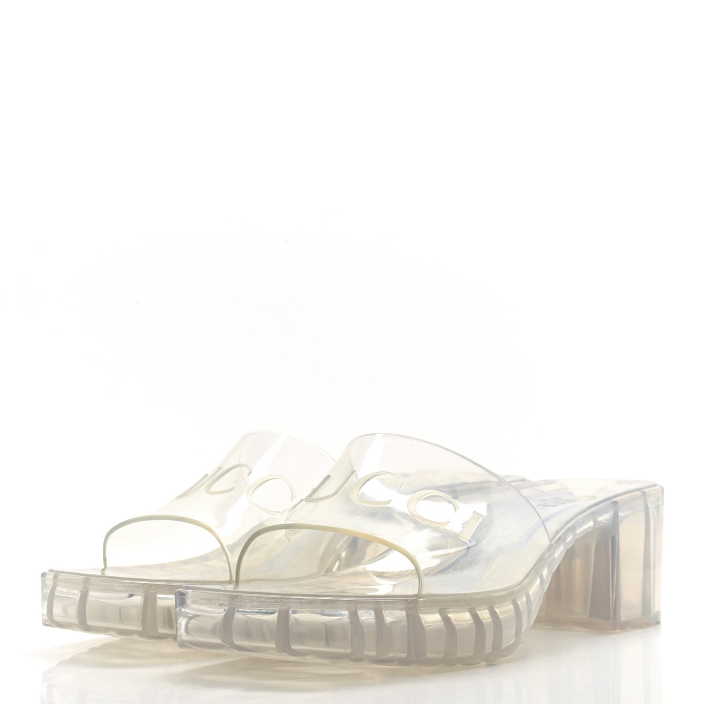 Rubber Gucci Logo Womens Platform 20/60mm Slide Sandals 40 Transparent