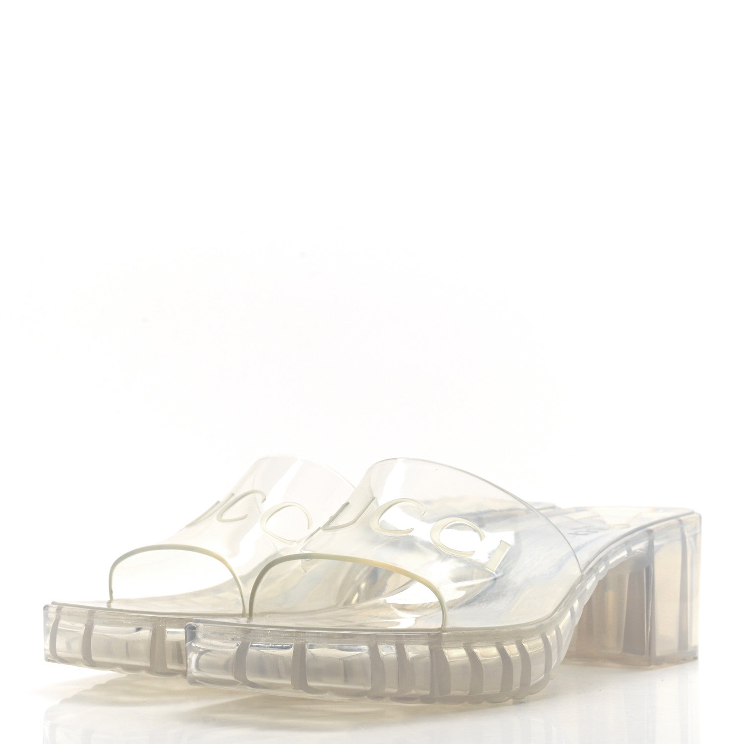 Gucci Rubber Gucci Logo Womens Platform 20/60mm Slide Sandals 40 Transparent 3 of 6