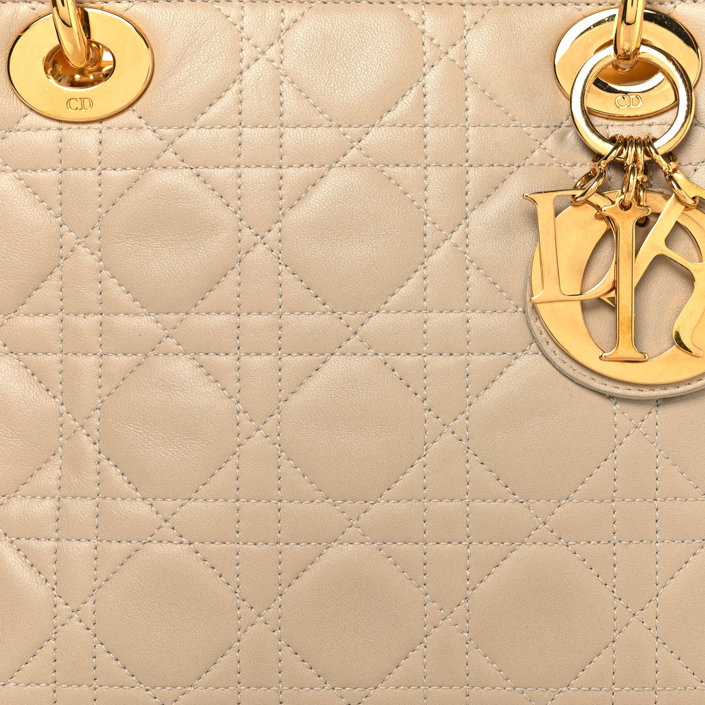 Lambskin Cannage Medium Lady Dior Light Beige