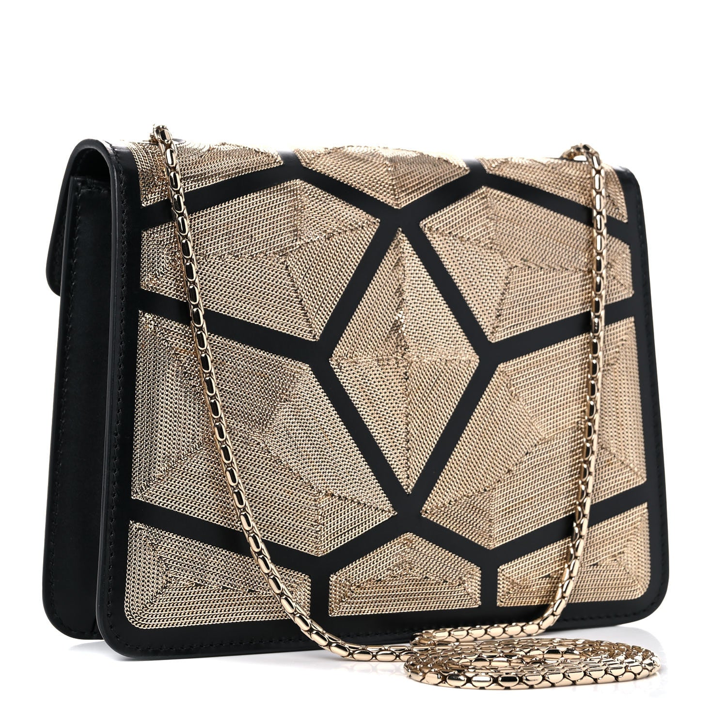 Bulgari Calfskin Million Chain Motif Serpenti Forever Shoulder Bag Black 3 of 12