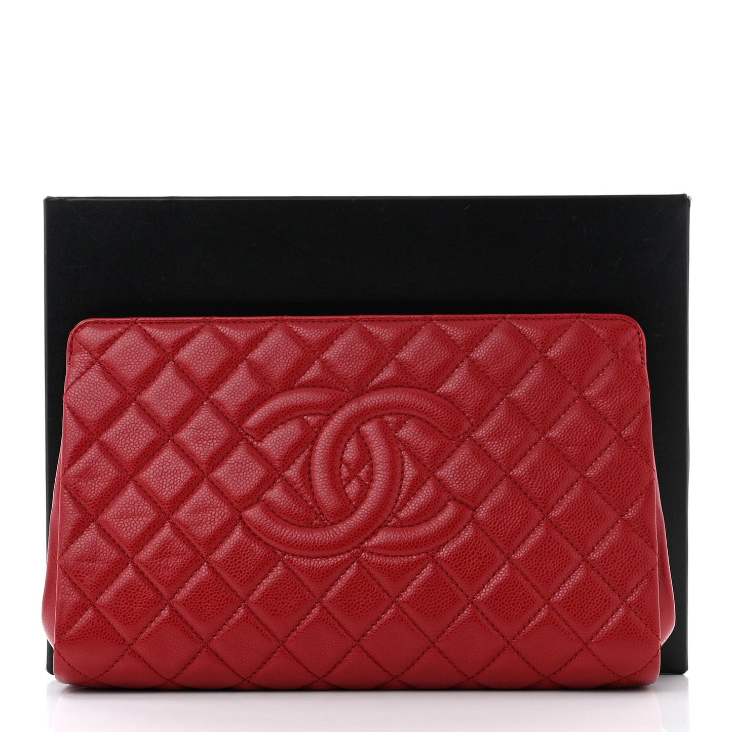 Caviar Quilted CC Large Dark Red