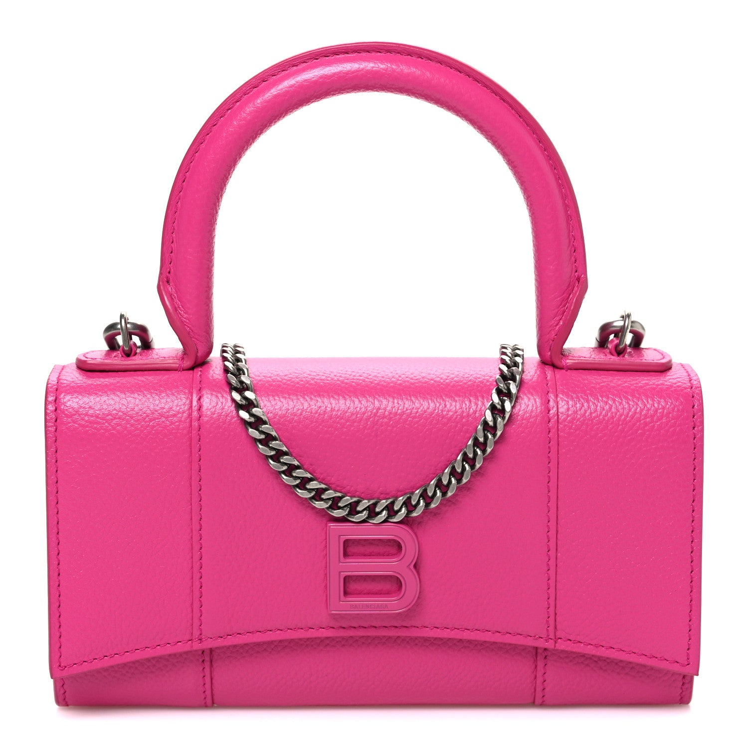 Balenciaga Grained Calfskin Tonal B Hourglass Top Handle Crossbody