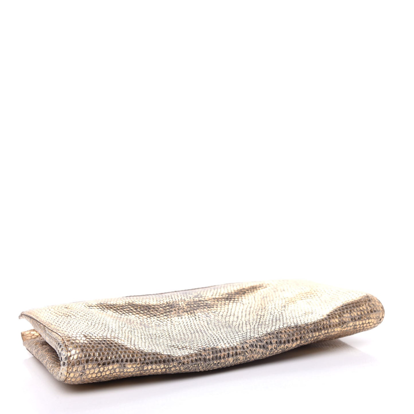Metallic Lizard Clutch Gold