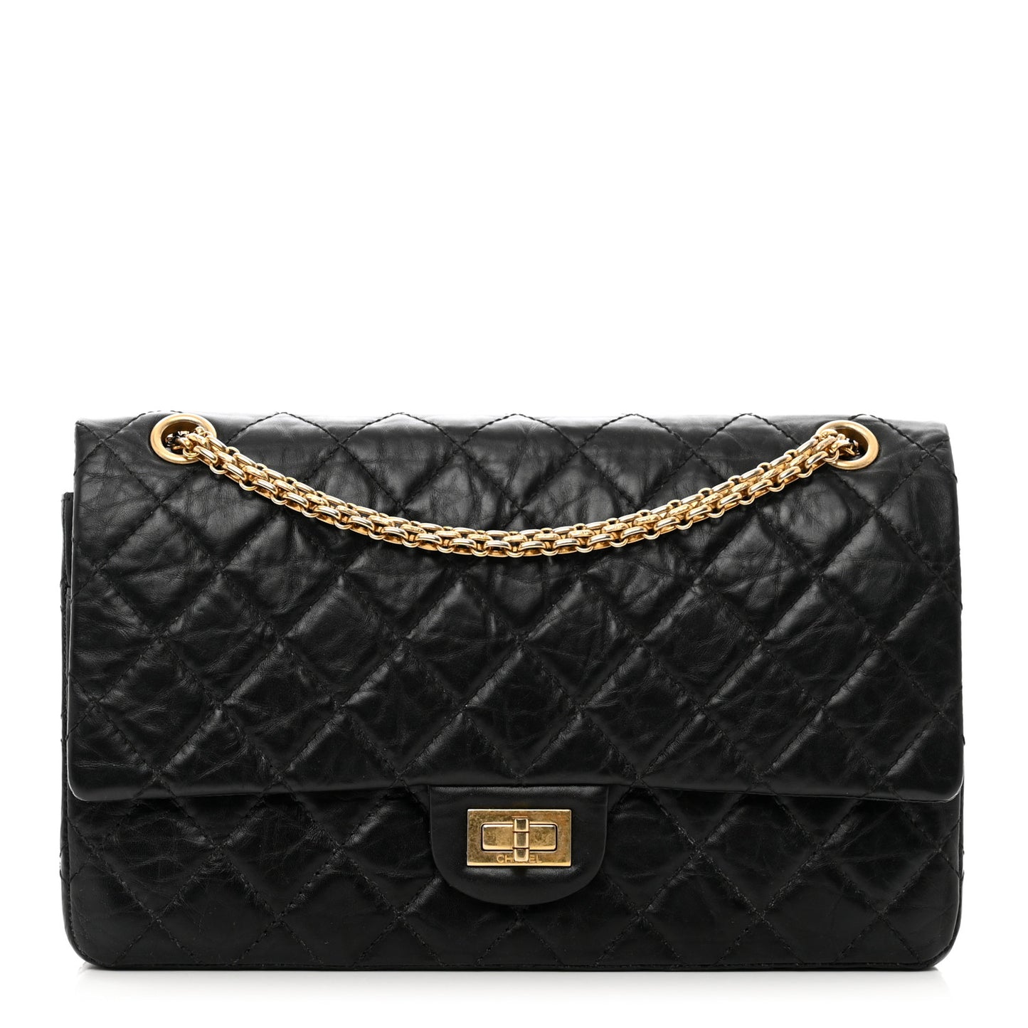 Aged Calfskin Quilted 2.55 Reissue 226 Flap Black