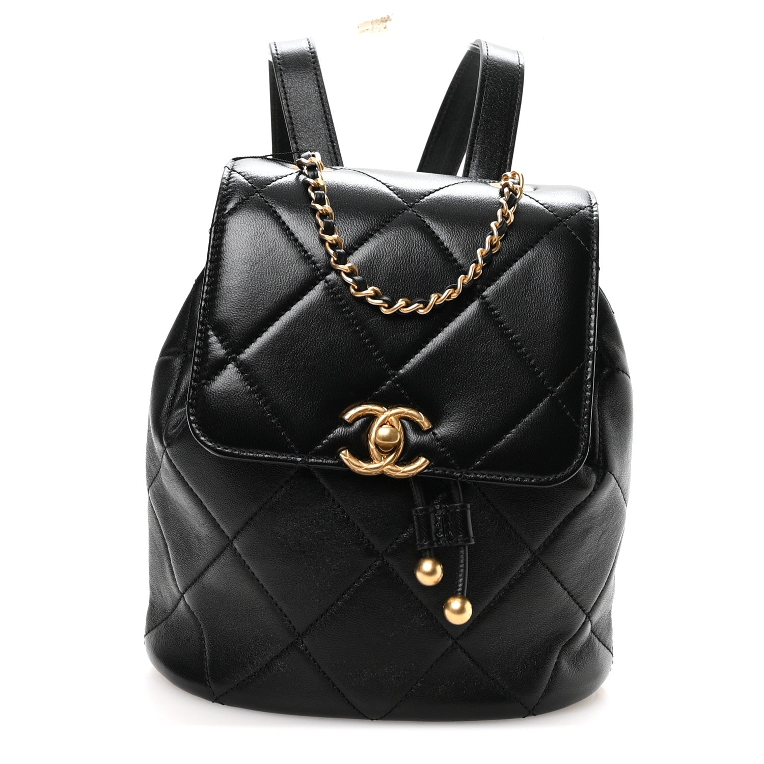 Pre-Loved Chanel 2023 Black Lambskin Leather Duma Backpack