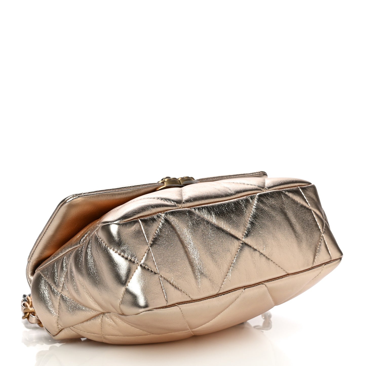 Metallic Lambskin Quilted Medium Chanel 19 Flap Gold