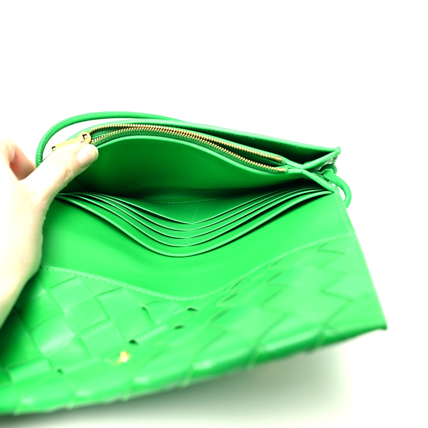 Nappa Intrecciato Studded Wallet On Strap Parakeet
