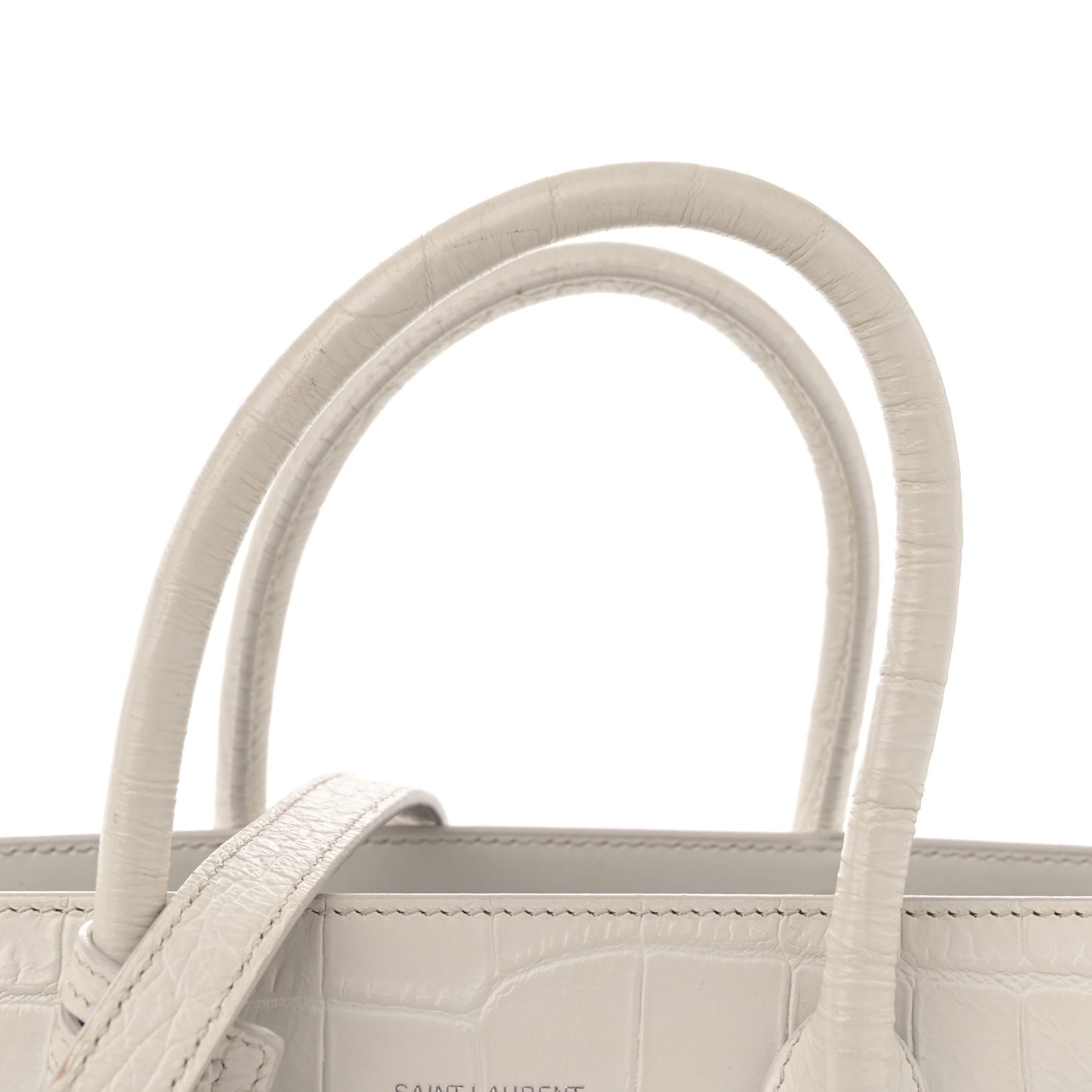 Calfskin Crocodile Embossed Baby Sac De Jour Gris Perle
