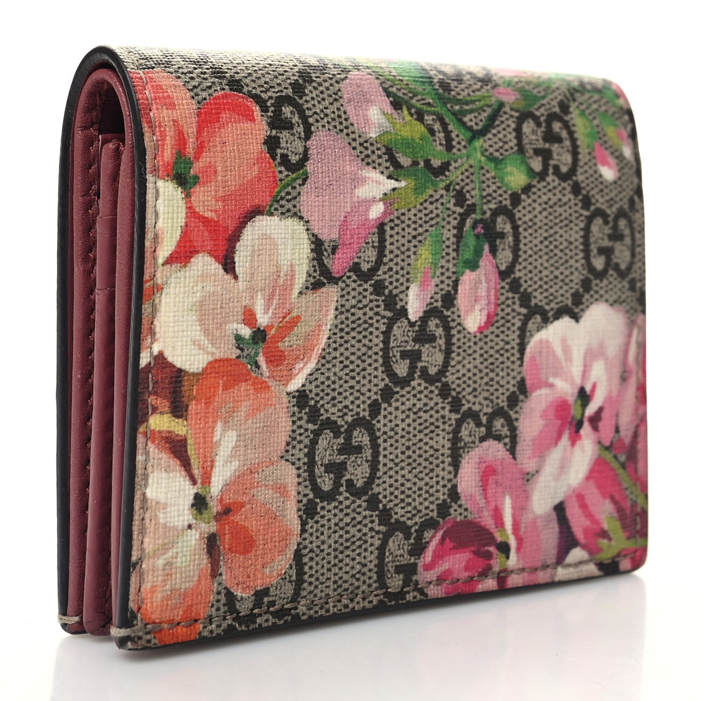 GG Supreme Monogram Blooms Card Case Beige Multicolor Dry Rose