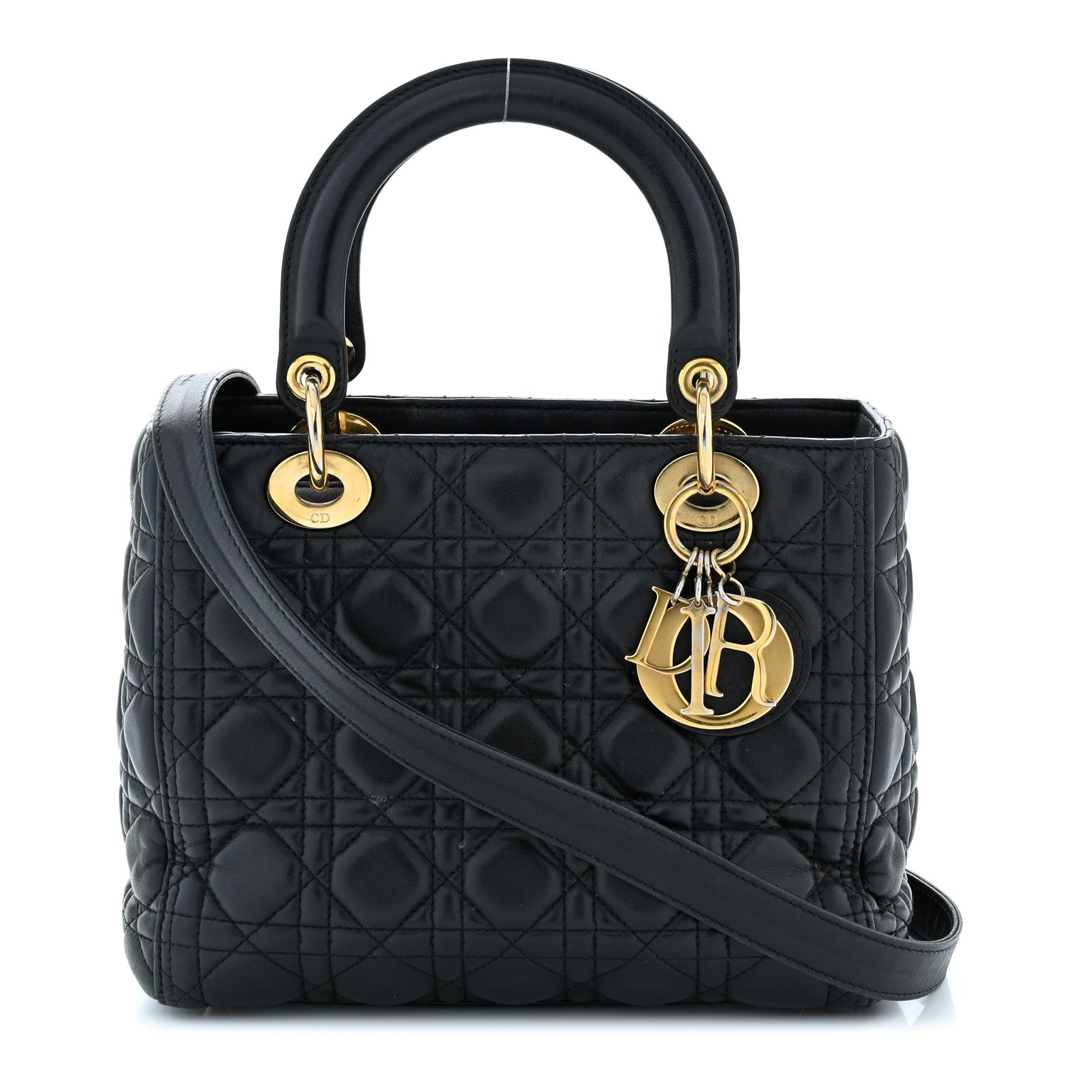 Christian Dior Lambskin Cannage Medium Lady Dior Black 1 of 15