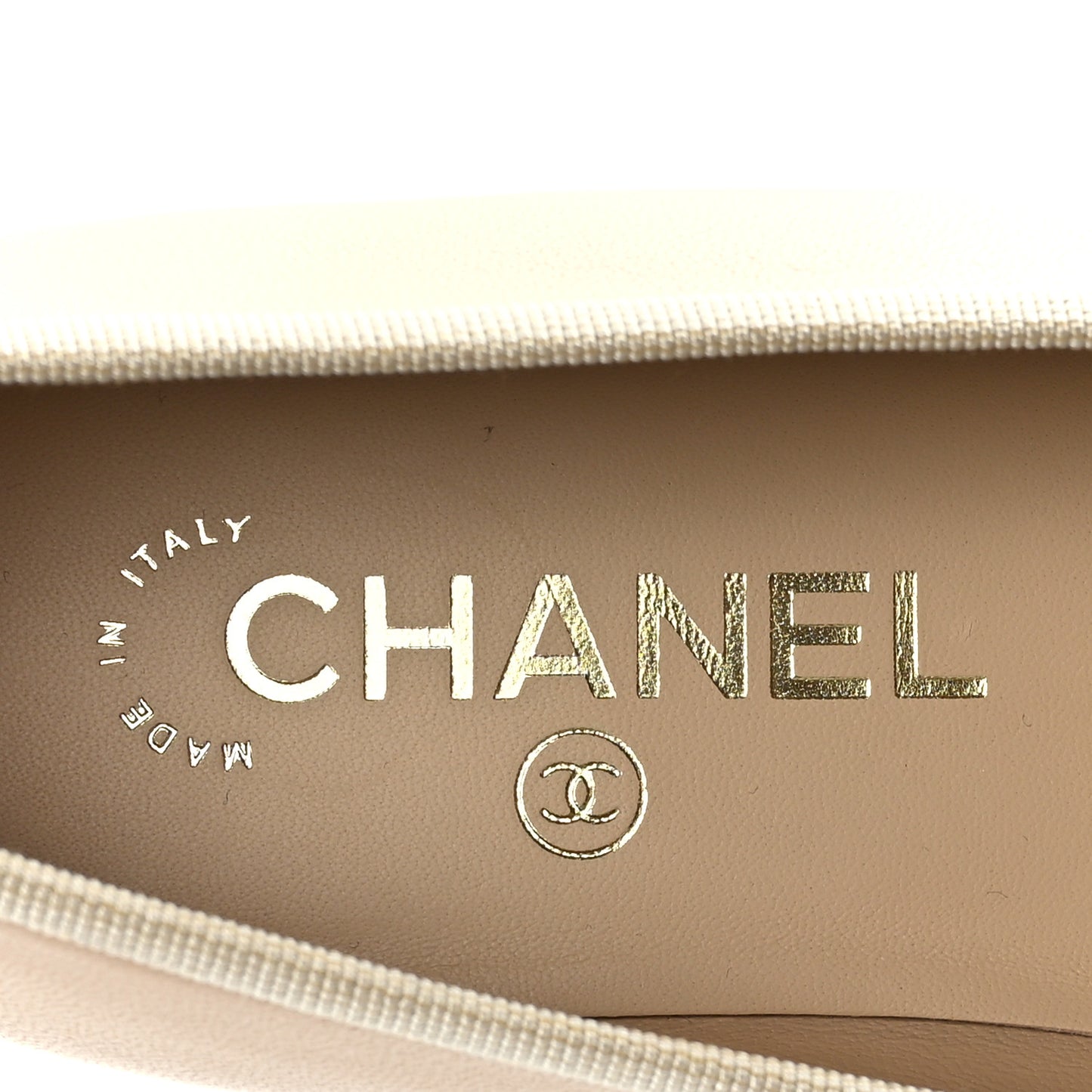 Lambskin Cap Toe CC Ballerina Flats 38 Beige Black