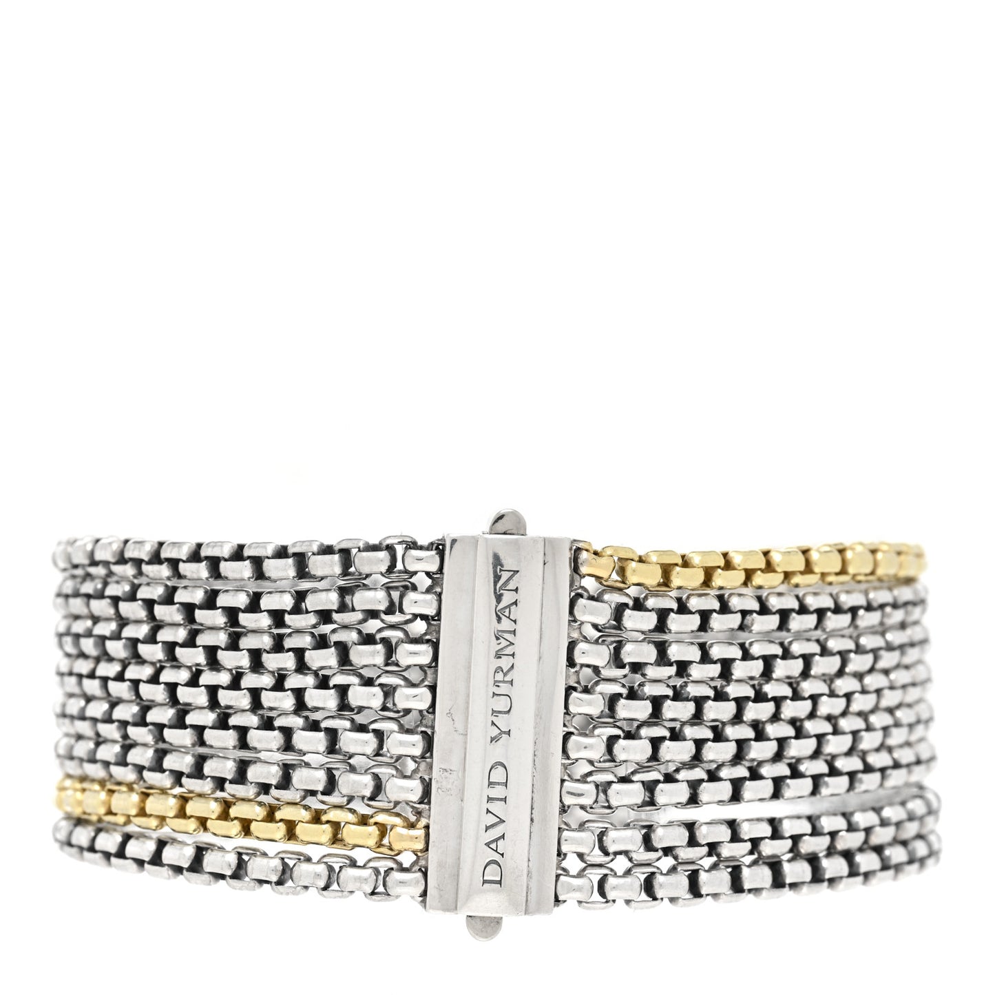 Sterling Silver 18K Yellow Gold Eight-Row Box Chain Bracelet