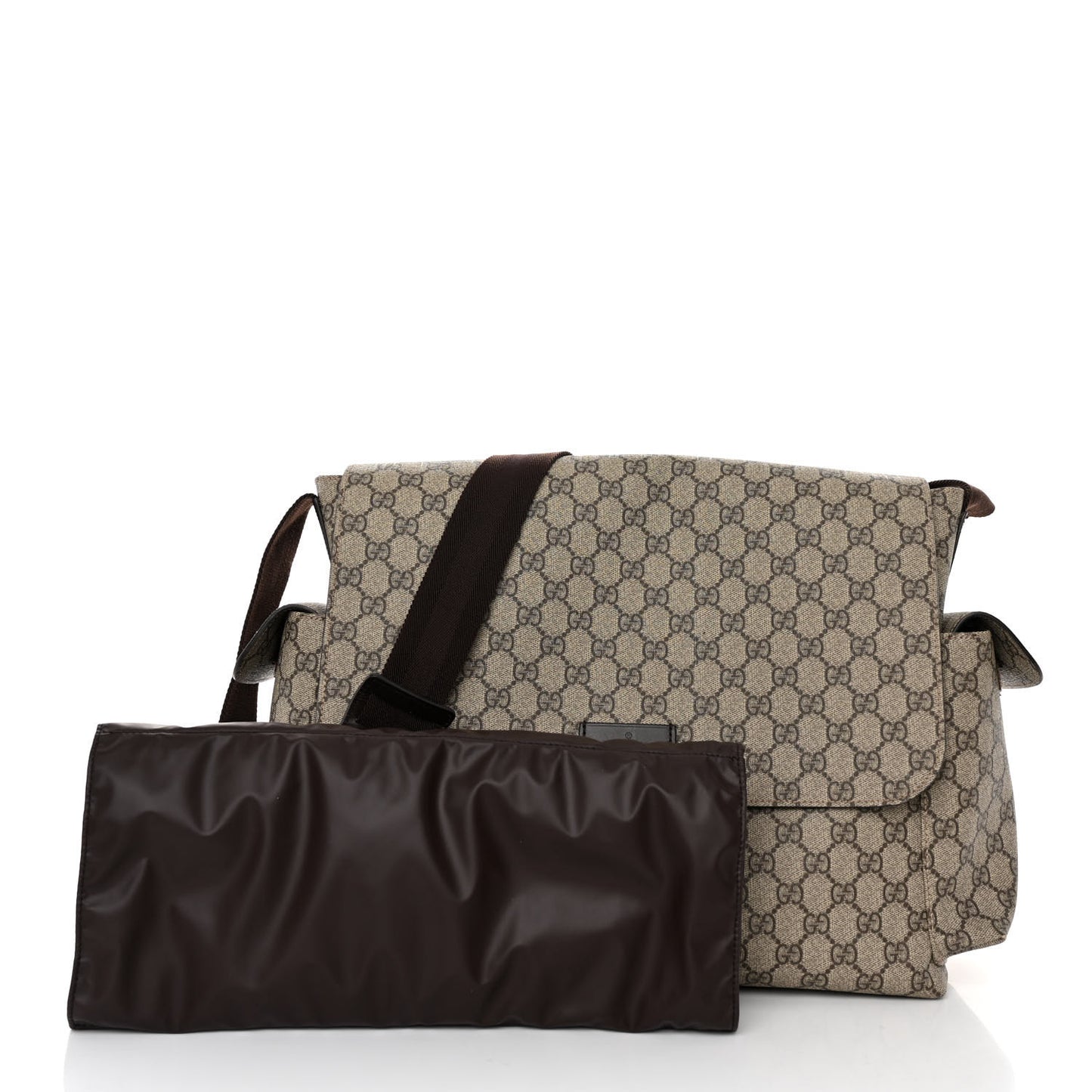 GG Plus Monogram Messenger Diaper Bag Dark Brown