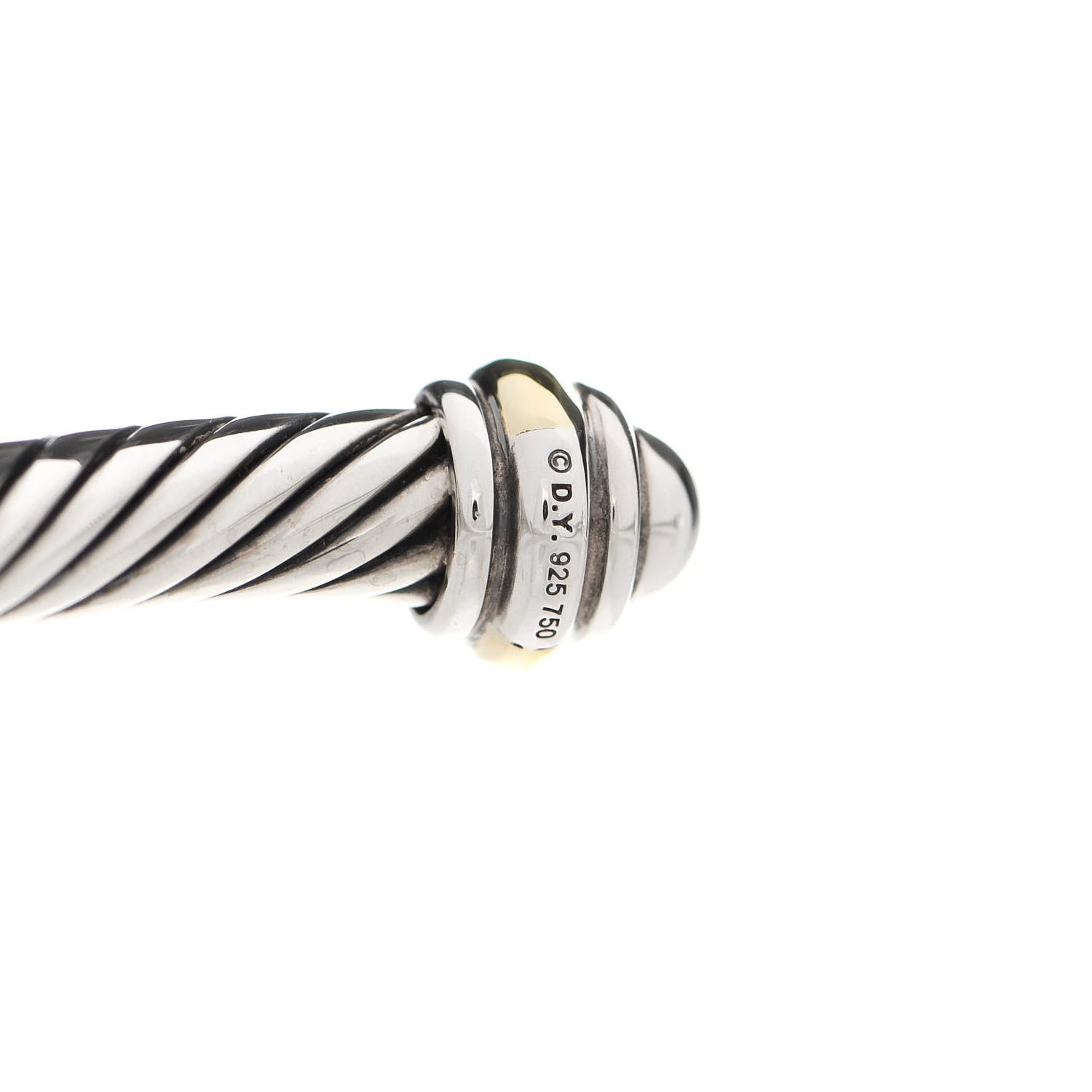 David Yurman Sterling Silver 18K Yellow Gold 4mm Cable Classics Bracelet 3 of 5