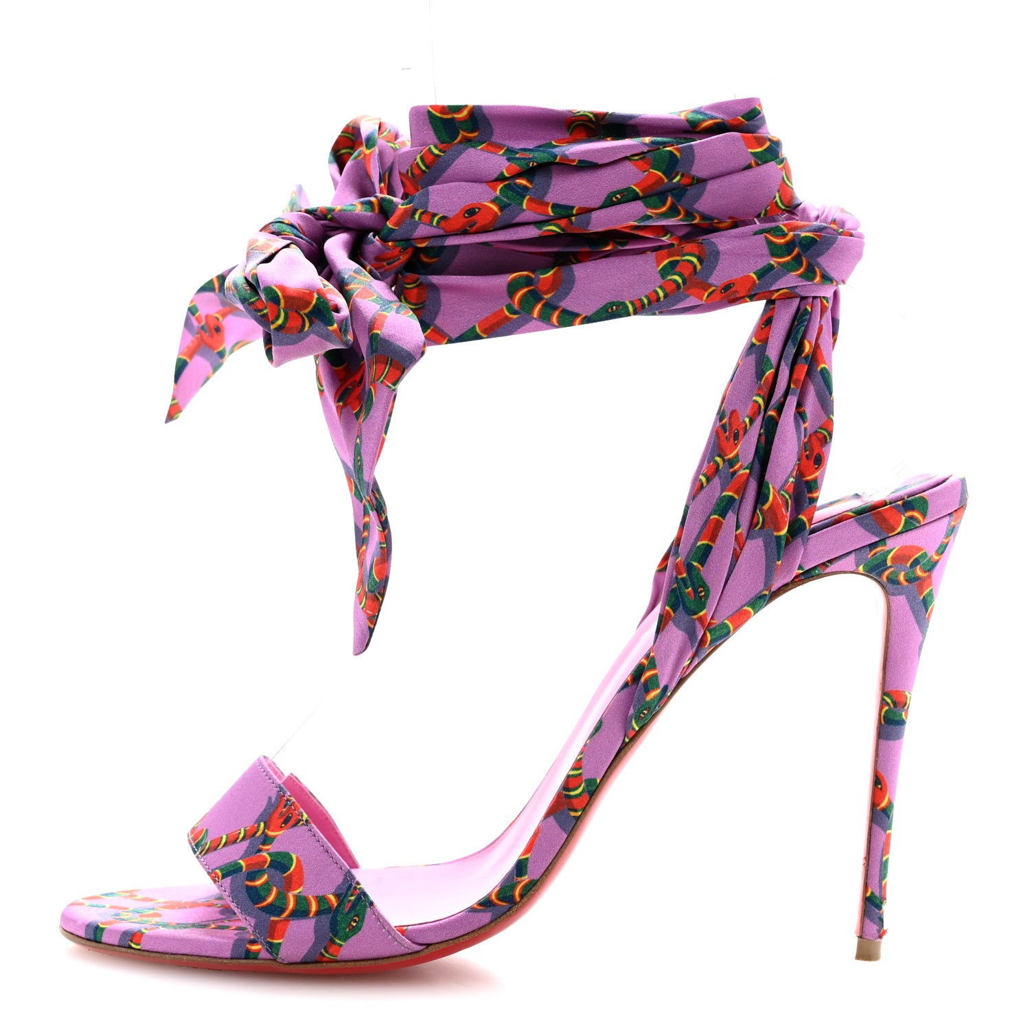 Christian Louboutin Crepe Satin Naja Chain Sandale Du Desert 100