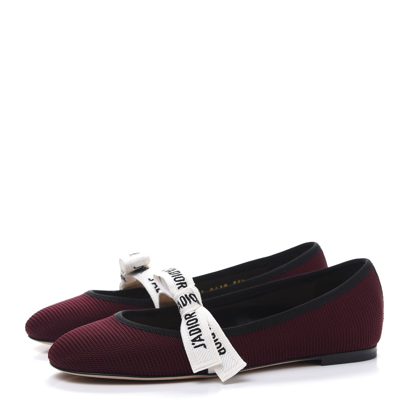 Fabric Ribbon Embroidered J'Adior Ballet Flats 35.5 Rouge Black