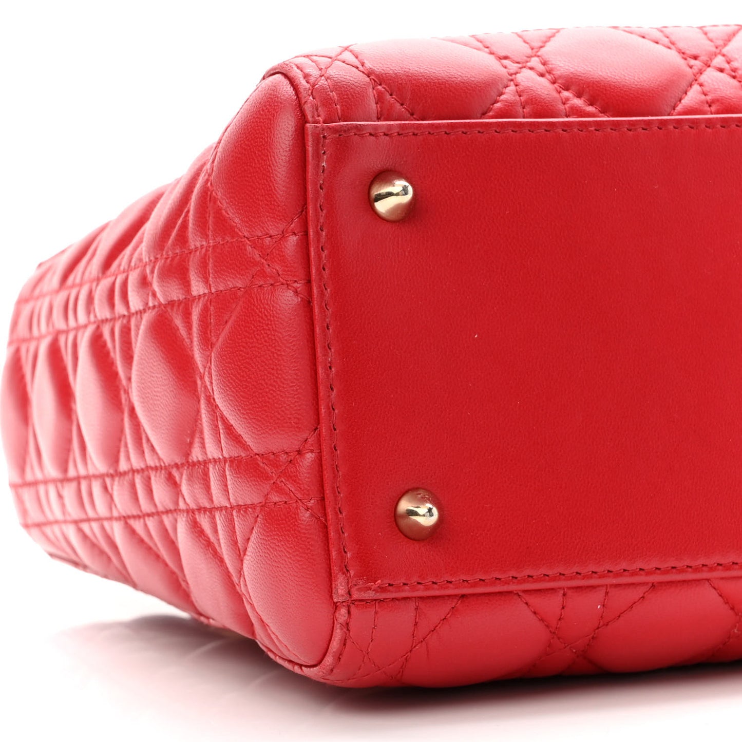 Lambskin Cannage Medium Lady Dior Red