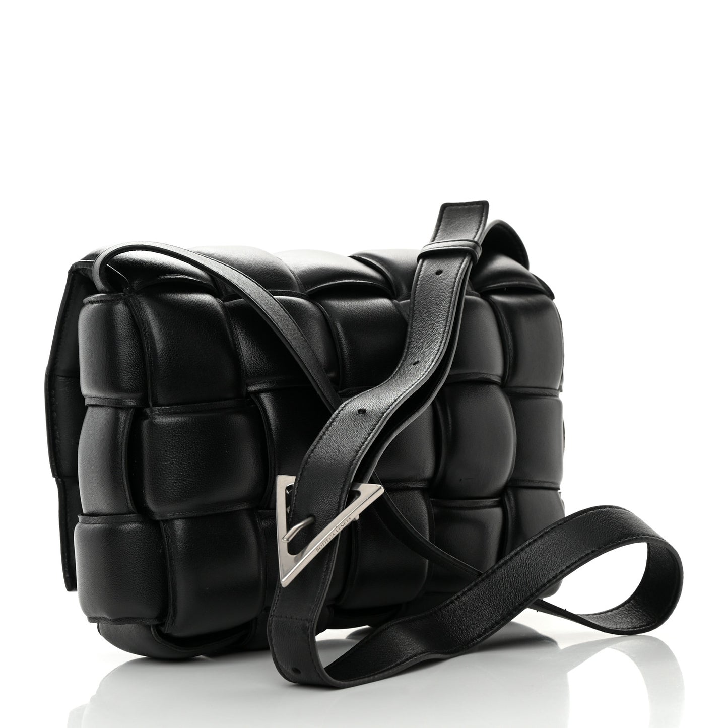 Nappa Maxi Intreccio Padded Cassette Crossbody Bag Black
