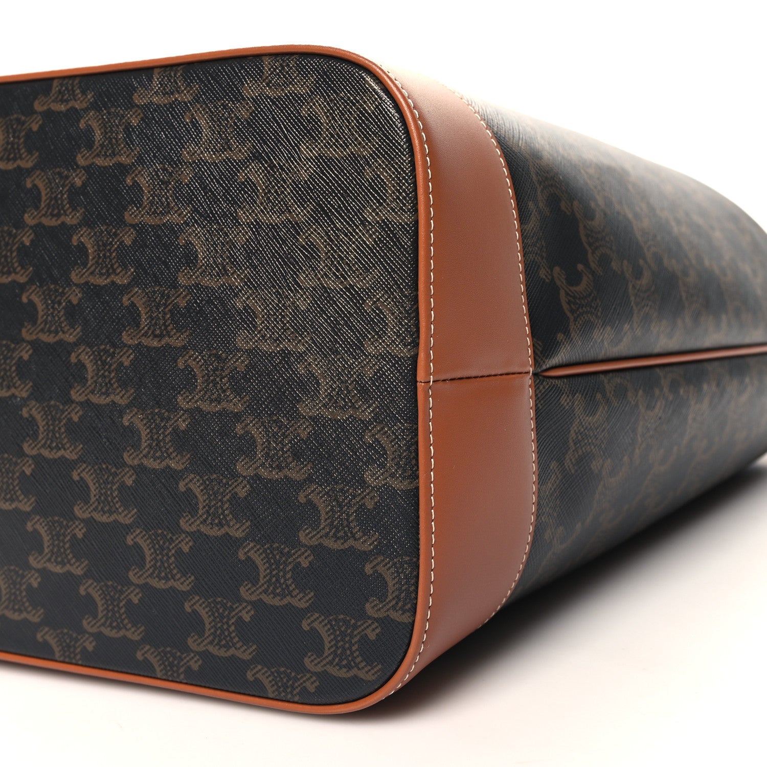 Celine Triomphe Canvas Calfskin Medium Bucket Bag Tan 10 of 11