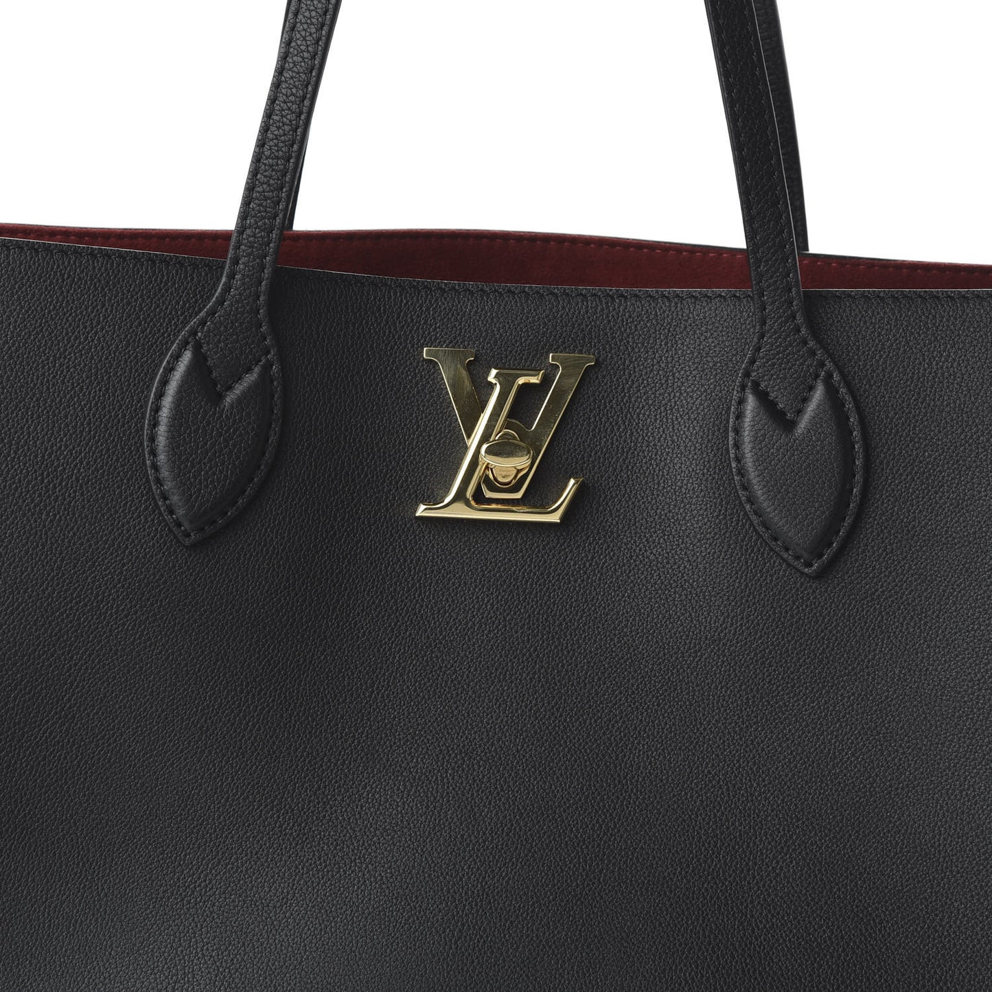 Grained Calfskin Lockme Shopper Black