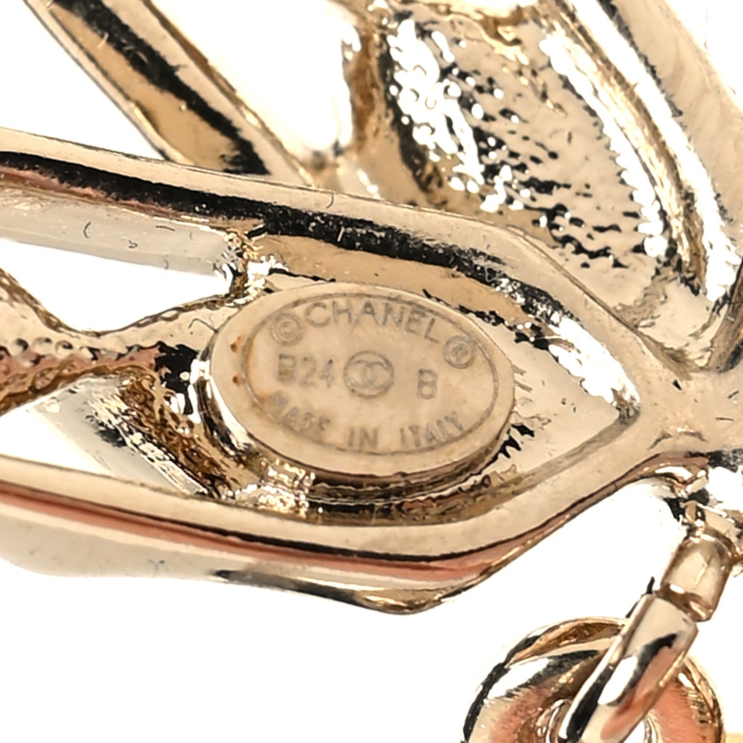 Crystal CC Bow Drop Earrings Gold