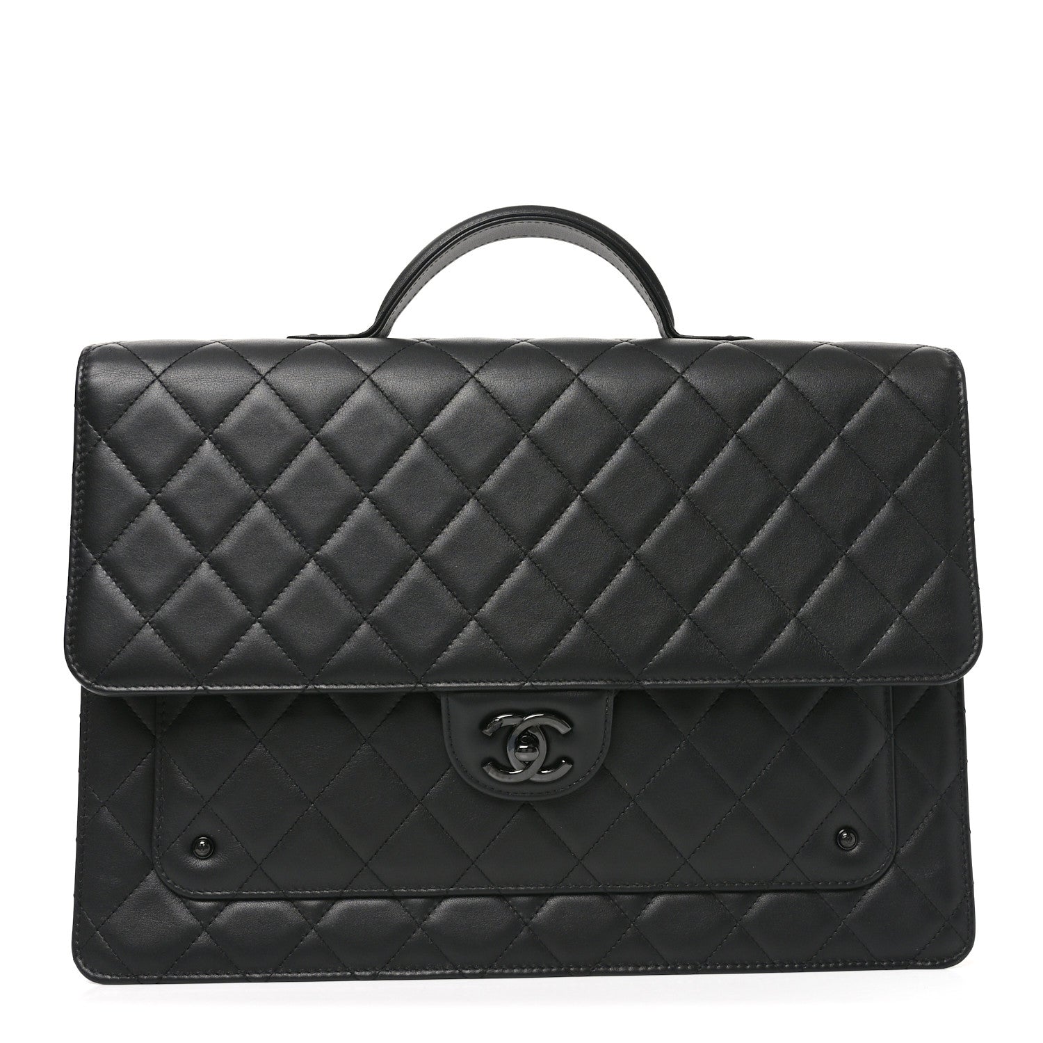 CHANEL ブラック ケース Chanel Lambskin Quilted Briefcase Satchel So Black 1912243
