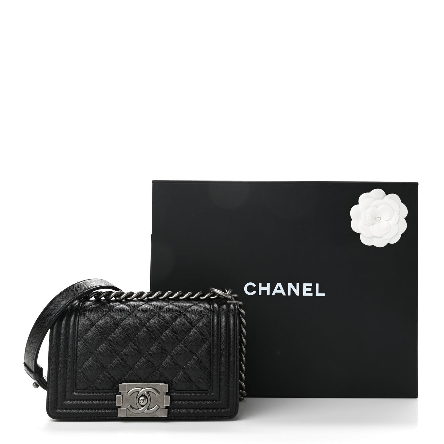Caviar Quilted Small Boy Flap Black