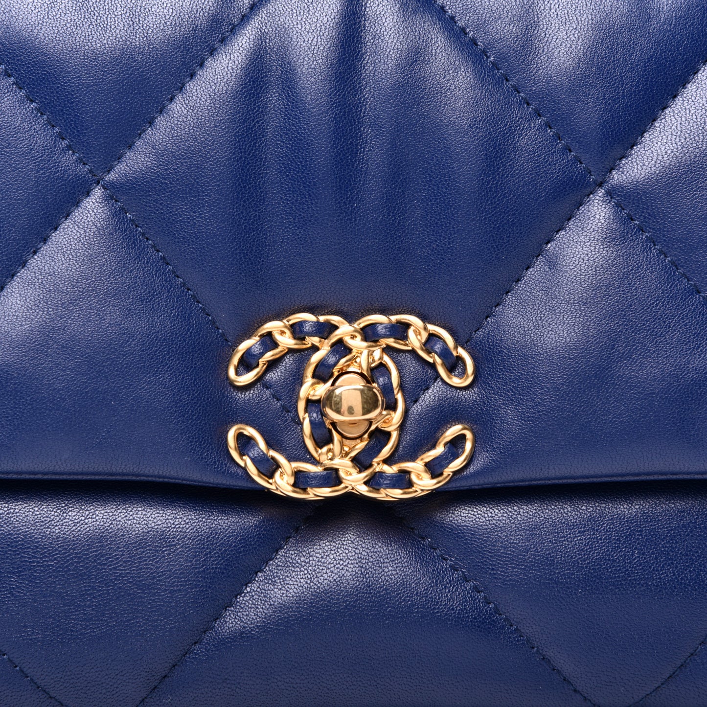 Goatskin Quilted Medium 19 Flap Dark Blue
