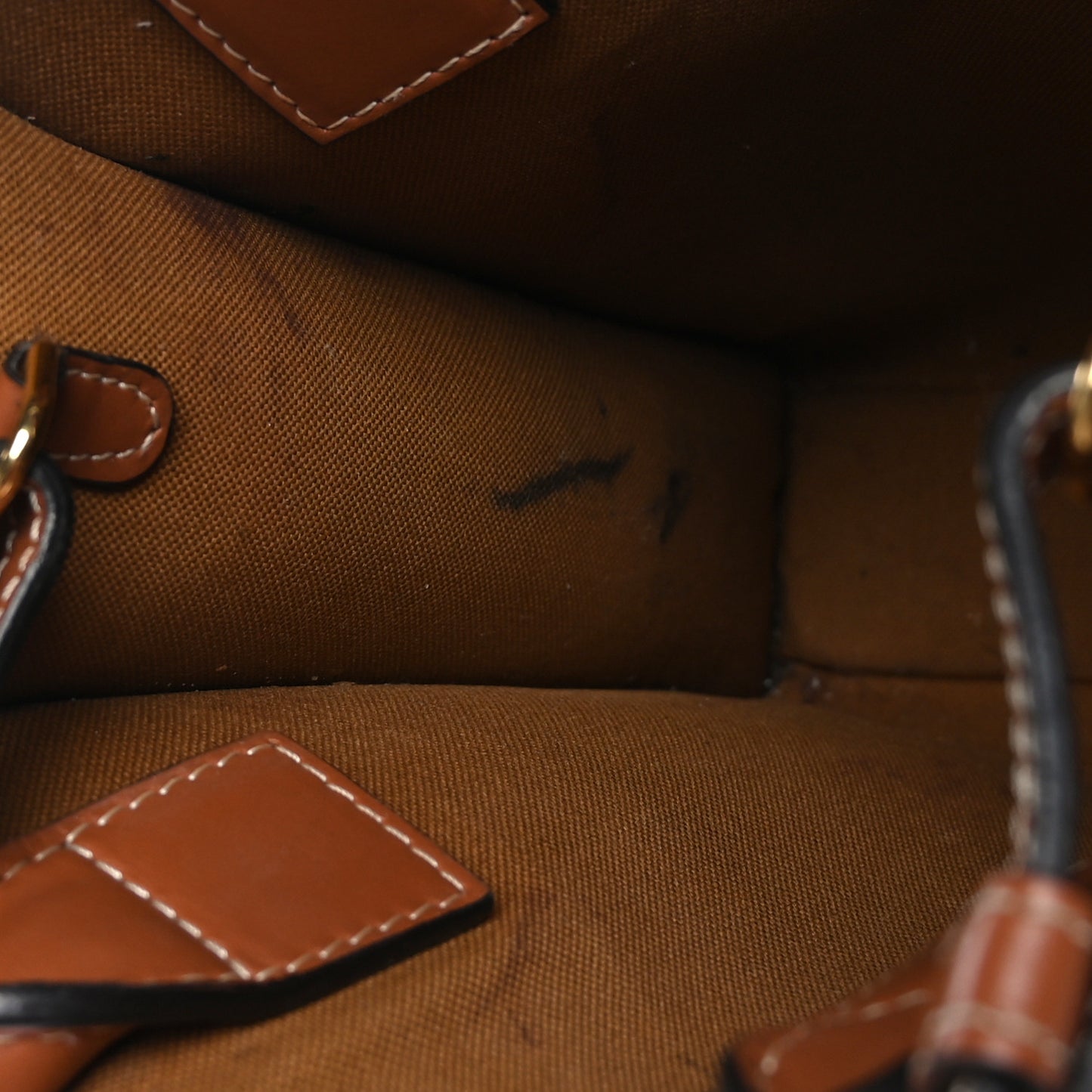 Triomphe Canvas Calfskin Mini Vertical Cabas Tan