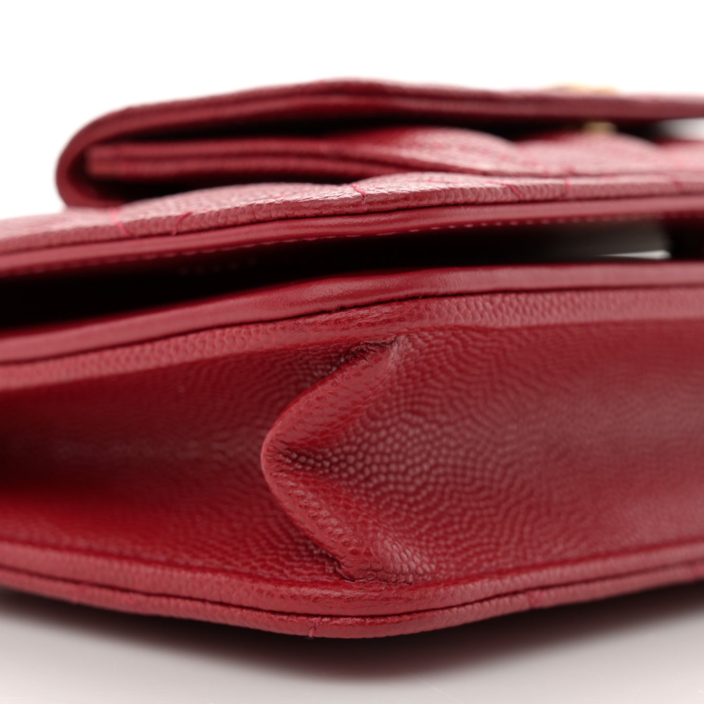 Caviar Quilted Pocket Clutch With Chain WOC Red