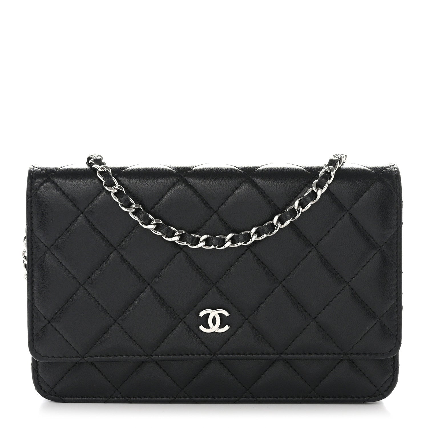Chanel Lambskin Quilted Wallet On Chain WOC Black 1 of 14