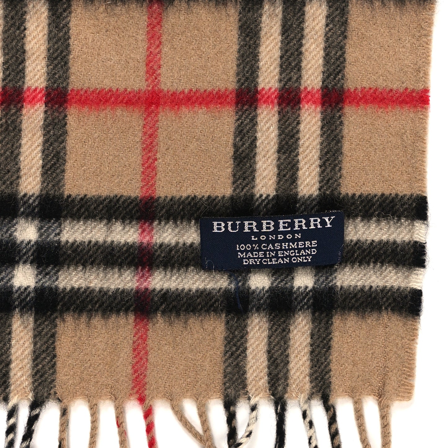Cashmere House Check Fringe Scarf Camel