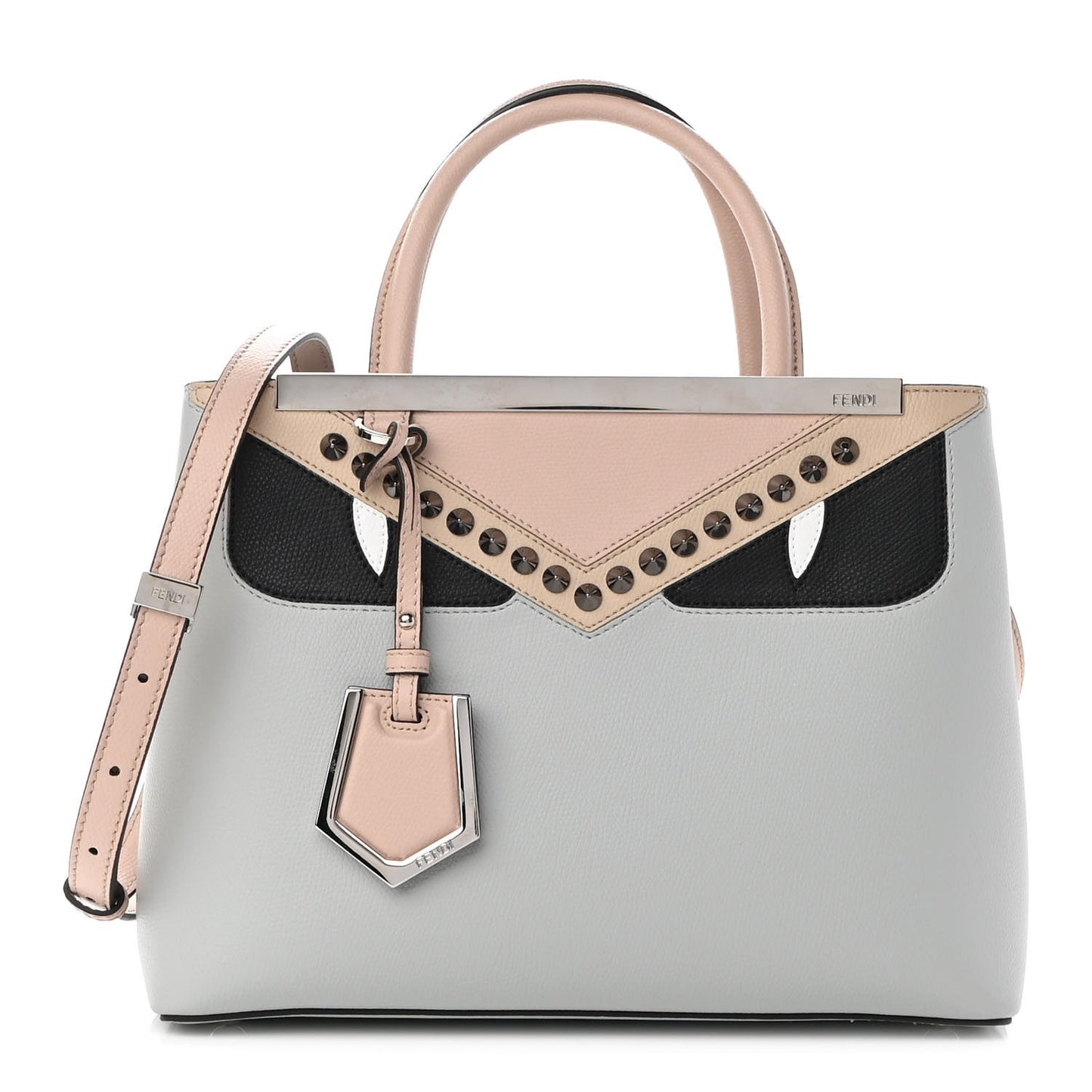 Vitello Cruise Monster Studded Petite 2Jours Tote Grigio Perla Amido Multicolor