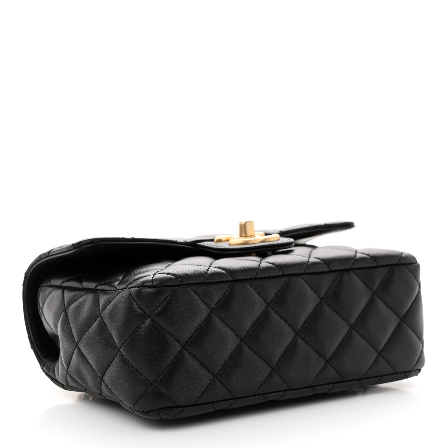 Lambskin Enamel Quilted Mini Flap Black