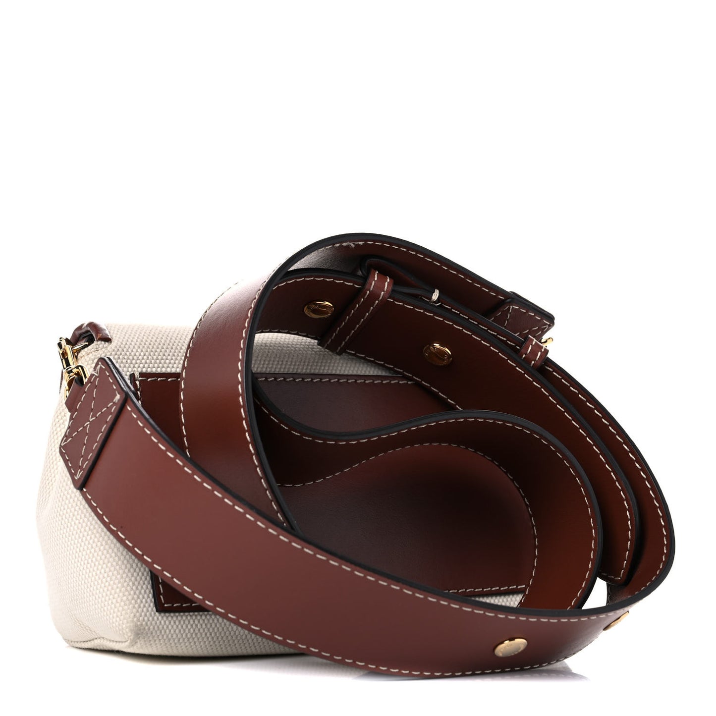 Calfskin Canvas Horseferry Print Hackberry Crossbody Bag Natural Tan