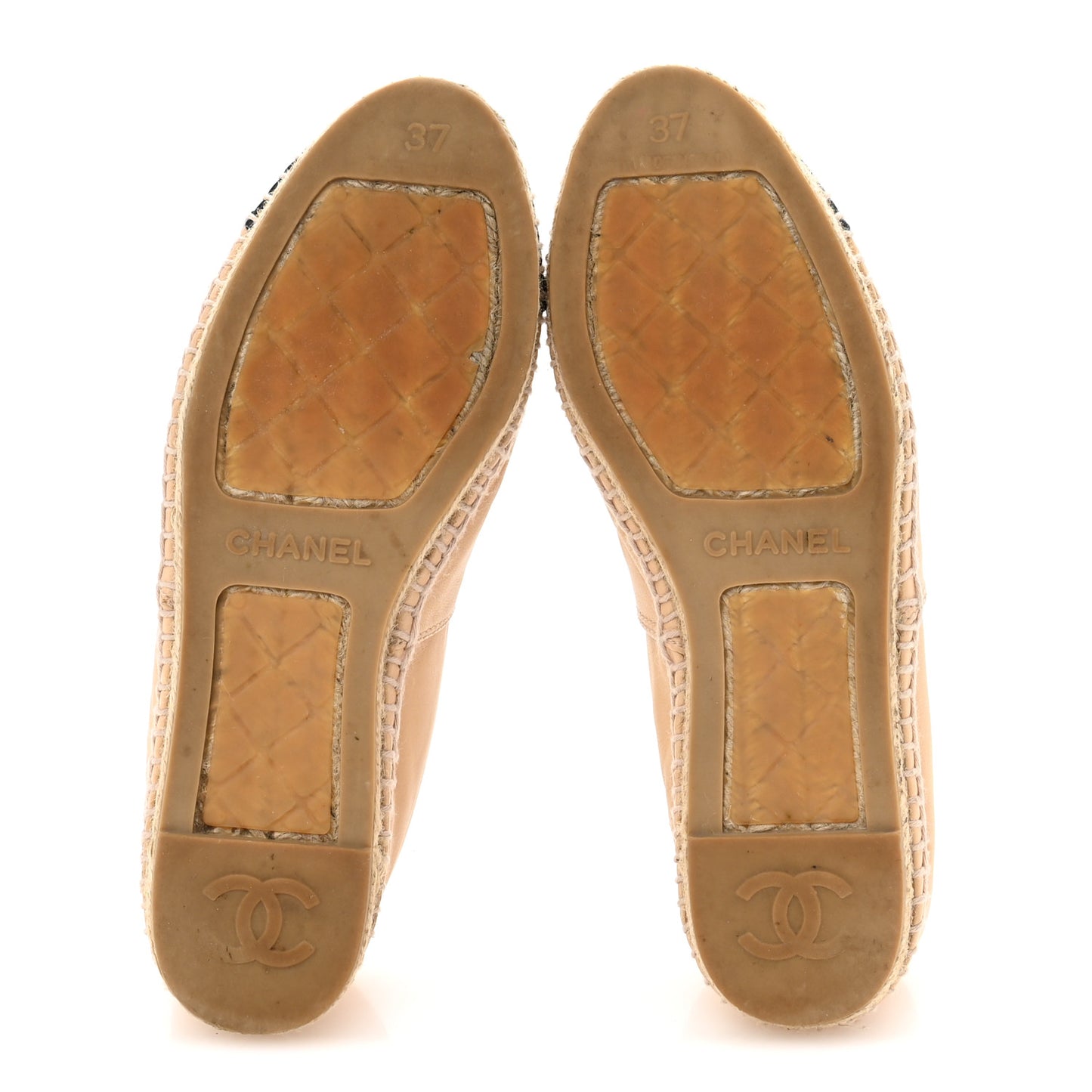Lambskin CC Espadrilles 37 Beige Black