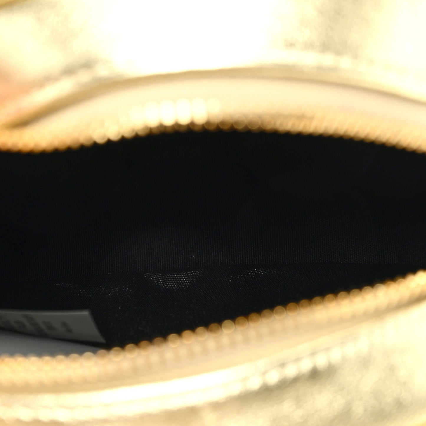 Metallic Nappa Quilted La Medusa Round Camera Bag Gold